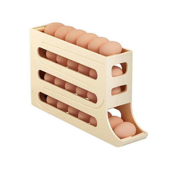 1PC Rolling Egg Dispenser Refrigerator Organizers Containers Storage Box Automatic Sliding Spiral Egg Holder Home Kitchen Gadgets