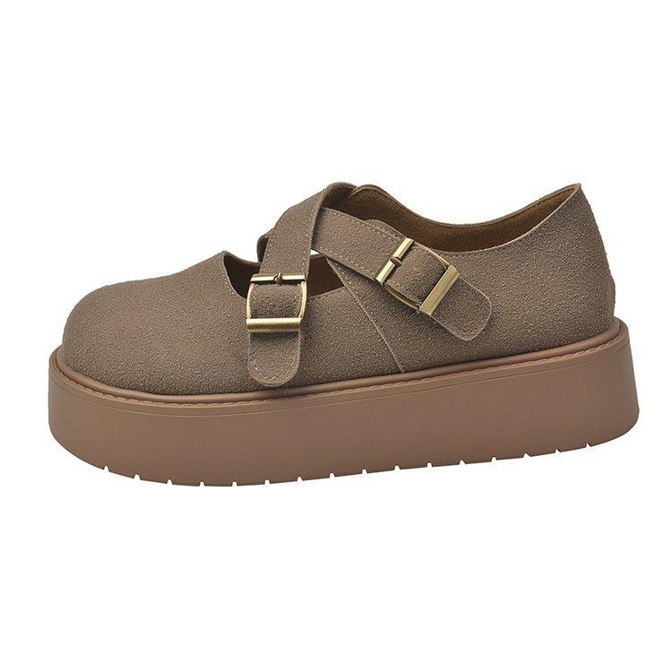 Muffin platform Boken shoes women's shoes 2025 new spring and autumn retro fashion Mary Jane single shoes Boken loafers