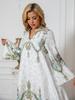 SW1003 Middle Eastern Cross-Border Muslim Women's Beaded Print Long Abaya Dress.