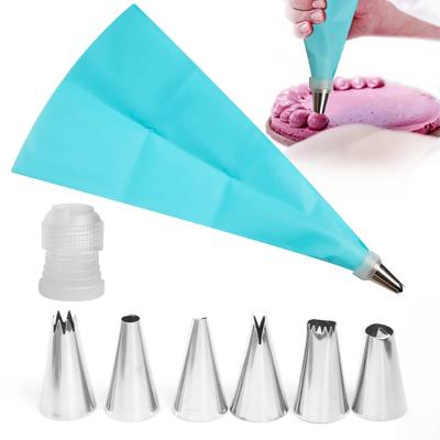 Silicone Pastry Bag Tips Kitchen DIY Cake Icing Piping Cream Decorate Tool Reusable Pastry Bag+Stainless Nozzle