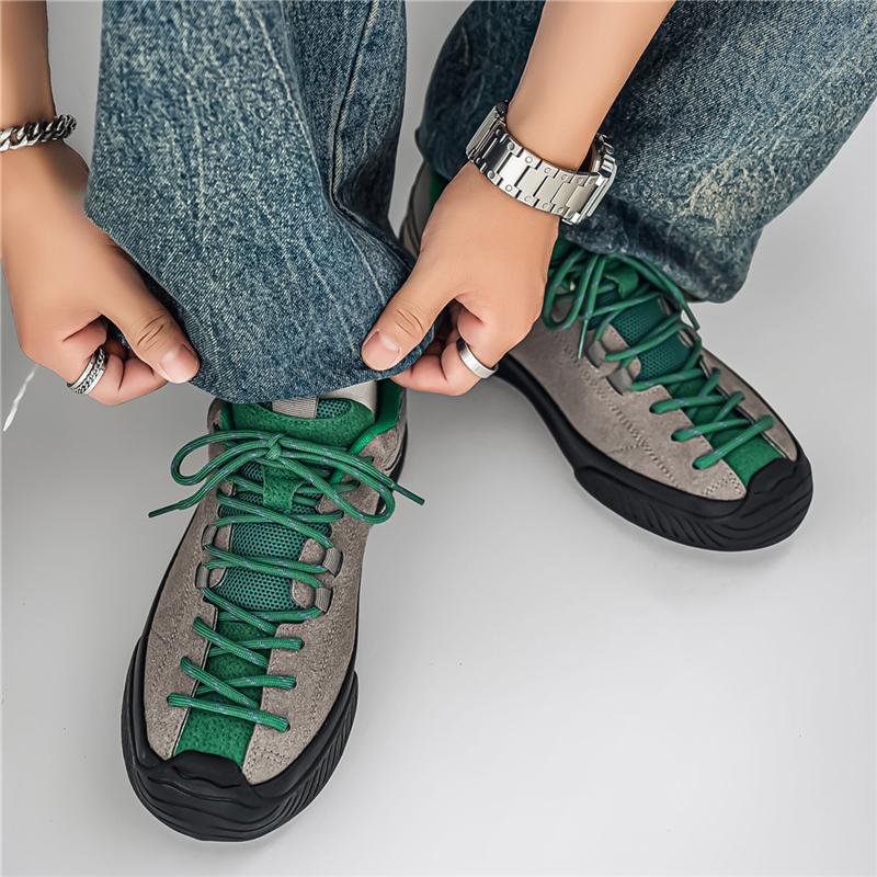 Outdoor Men'S Hiking Shoes British-Style Leather Low-Cut Sneakers Comfortable Couple Hiking Travel Multifunctional Casual Shoes