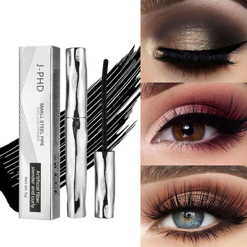 Primer per Ciglia Mini Tubo in Acciaio Mascara Nero Naturale Fibra di Seta 5D Primer per Ciglia Non Sbava Lunga Durata Ciglia Lunga Durata