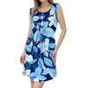 Women's Fashion Sleeveless Round Neck Printed Decorative Button Double Pocket Lace-up Dress