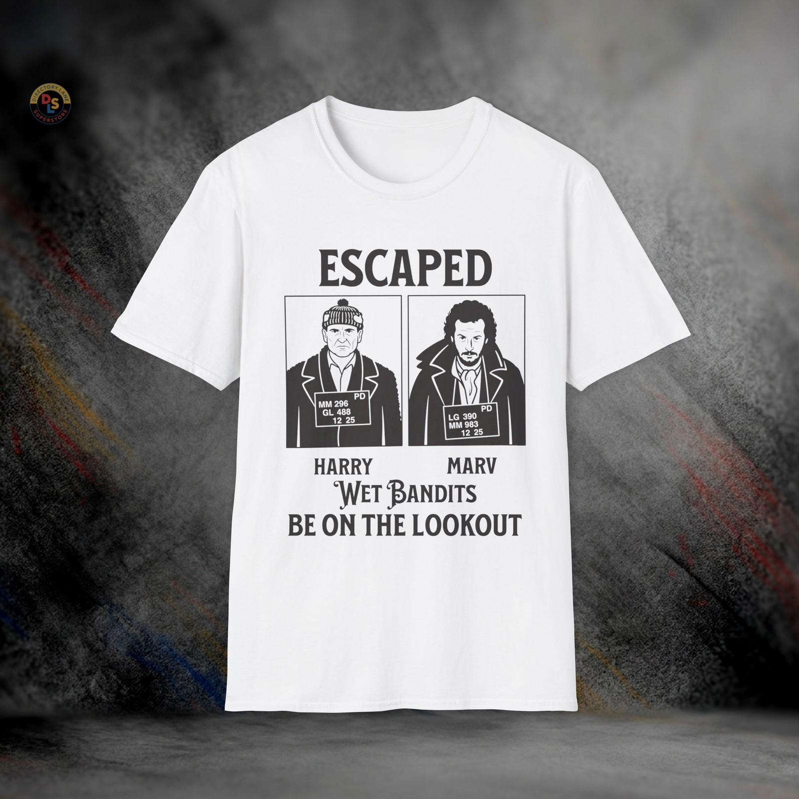 Wet Bandits Escaped Home Alone T-Shirt | Softstyle Tee XL