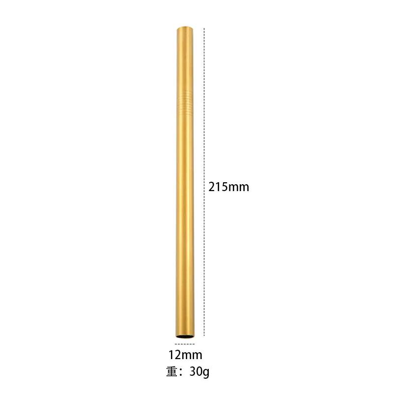 304 Stainless Steel Straw Reusable Metal Straws Set 12mm Diameter Bubble Tea Milkshake Drinking Boba Straw