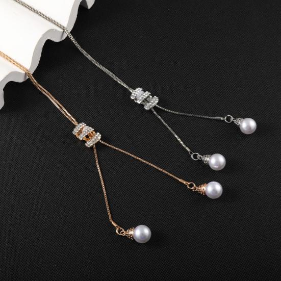 Adjustable Long Pendant Necklace with Extender Chain Minimalist Alloy Jewelry for Women Elegant Layering Piece for Sweaters Dresses