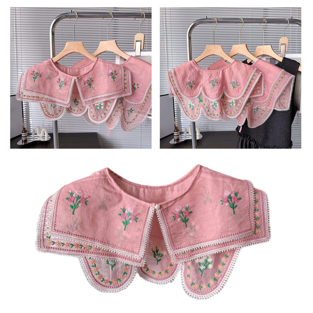 Bestickter Blumen Falscher Kragen für Damen Mädchen Elegant Abnehmbarer Faux Kragen Blusenkragen Mode Kleideraccessoires