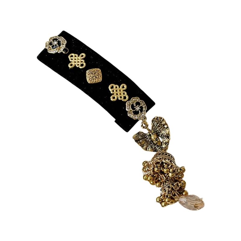 

Handmade Gold Alloy Hair Accessory with Crystal and Pearls Tassels for Fashion Forward Women Seeking Unique Style