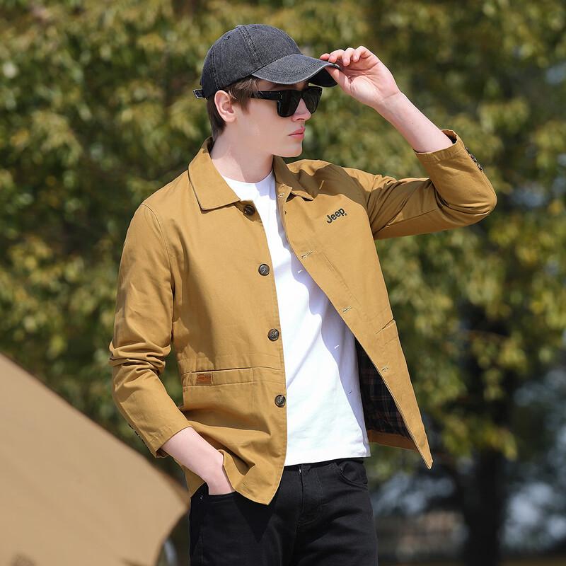 

JEEP Solid Color Versatile Lapel Shirt Jacket XL