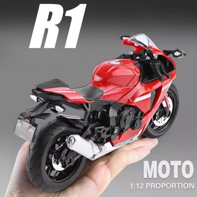 1:12 Scale R1 V-REX Toy Car Model Alloy Diecast Sound Light Shock Absorption Motorcycle Models Toys for Children Collection