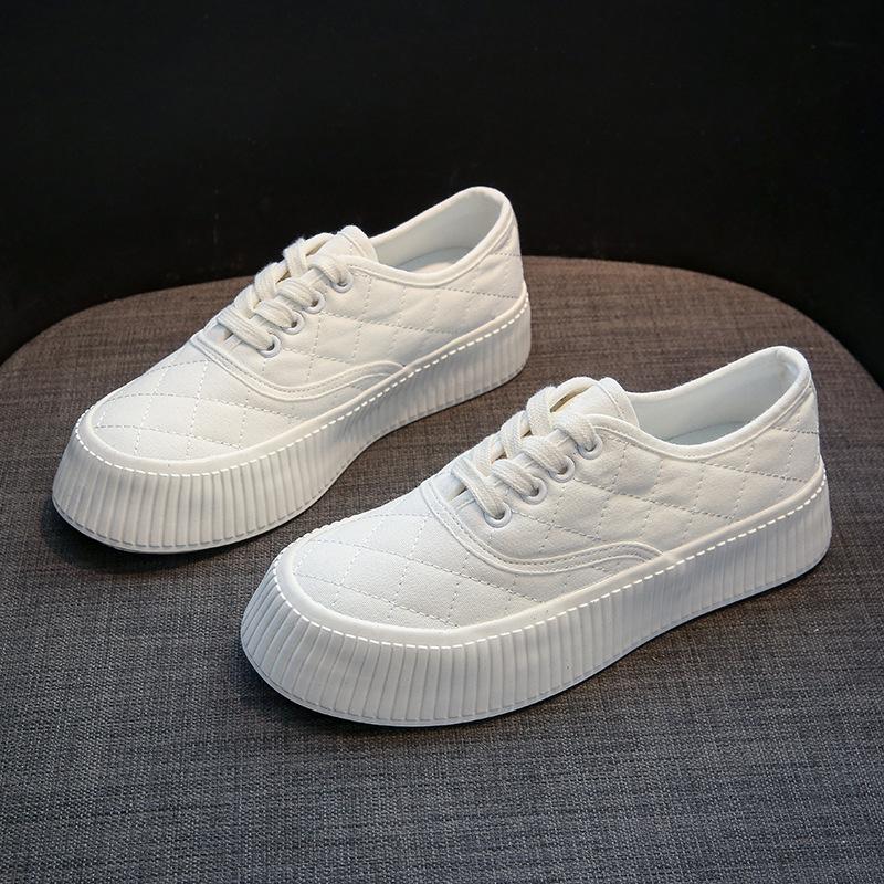 

Модная женская парусиновая обувь 2025 тренд весна дышащий комфорт шнуровка для ходьбы вулканизированная обувь женские повседневные трендовые лоферы слипоны 35 белый