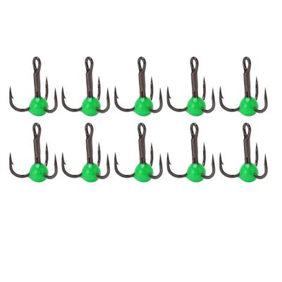 Set 10 buc Pescuit la gheață iarna Cârlig cu trei ancore Rezistență la coroziune Culoare nălucă Cârlig cu burghiu Verde