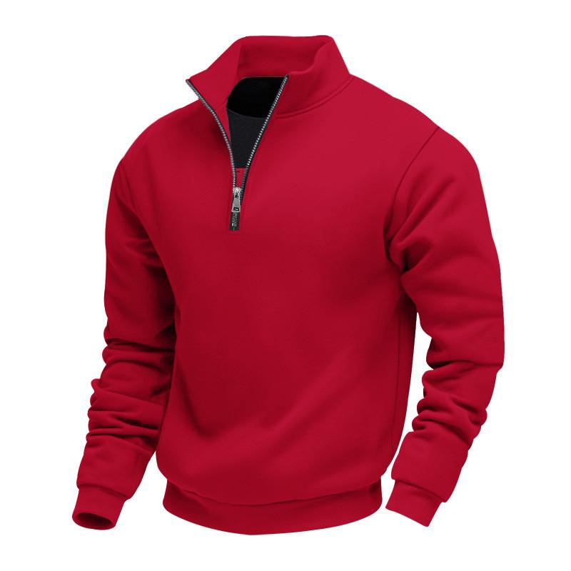 Mens Fleece Zip Up Stand Collar Sweater For Casual Winter Wear