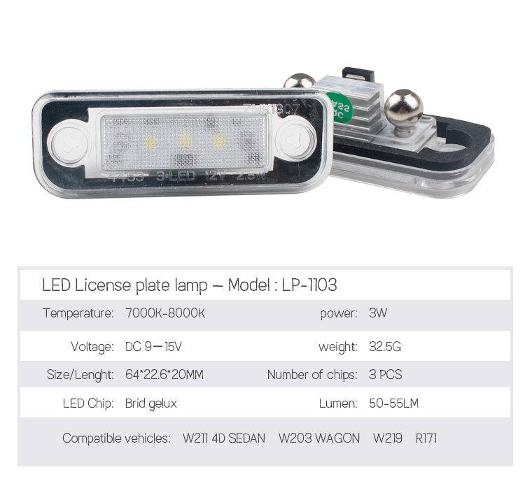 2Pcs For Mercedes Benz W203 W211 C219 R171 CLS SLK Car Licence Plate Light Rear Signal Lamp Illumination Automotive Accessories