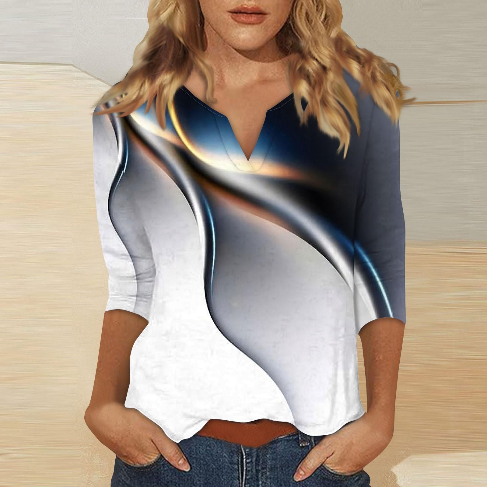 

Женская футболка с воротником-стойкой и рукавами 3/4 с принтом XXXL серебряный