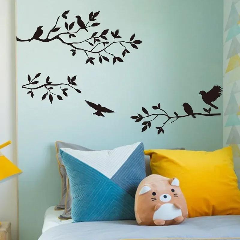 Home Fashion Decoration New Bird Wall Stickers Tree Leaf Vinyl for Children's Living Room Stickers On The Wall Accessories