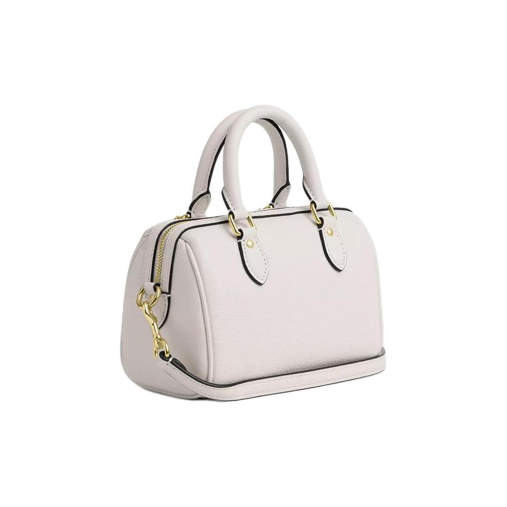 Coach Rowan Borsa Boston in Pelle di Ciottoli Regolabile Staccabile con Logo a 18 Lettere Borsa a Spalla da Donna Bianca CW328-IMCHK