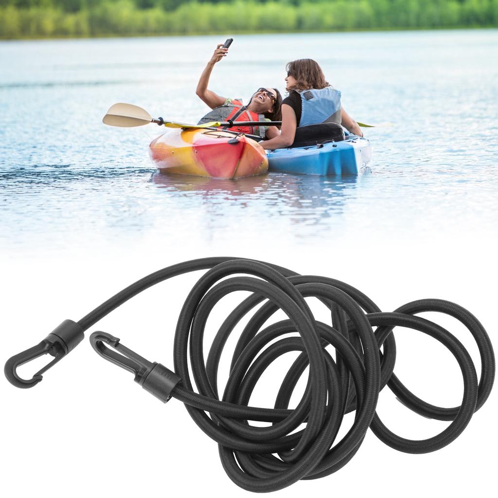 Kayak Elastic Rope Latex Canoe Bungee Cord Lightweight Boat Accessory with Hooks 6mm x 2.5m
