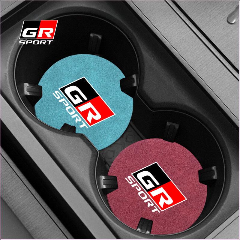 Car Leather Water Coaster Non-Slip Mat Car Bottle Holder Insert Pad for Toyota Corolla TRD GR Yaris Chr Auris RAV4 Land Cruiser Camry Highlander