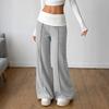 New Autumn-winter Minimalist Urban Style Loose Patchwork Mid-rise Wide-leg Pants