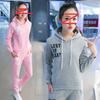 Thickened Velvet Casual Sports Suit Women's Long-sleeved Sweatshirt Student Large Size Two-piece Set