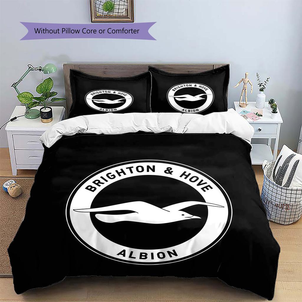 Brighton & Hove Albion Pattern Bedding,Quilt Set Quilt Cover Pillowcase Home Birthday Gift(1 * Duvet Cover + 2 * Pillowcase, Without Core)