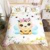 Cute Milk Cow Bedding Set King Cartoon Animal Duvet Cover Botanical Floral Comforter Cover Microfiber Farmhouse Bedspread Cover