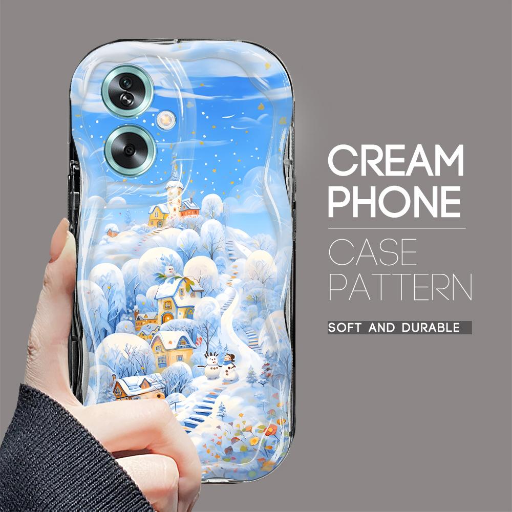 Cute Cartoon Pattern Cream Texture Casing Wavy Edge Soft Silicone Cover Phone Case for OPPO Reno Realme