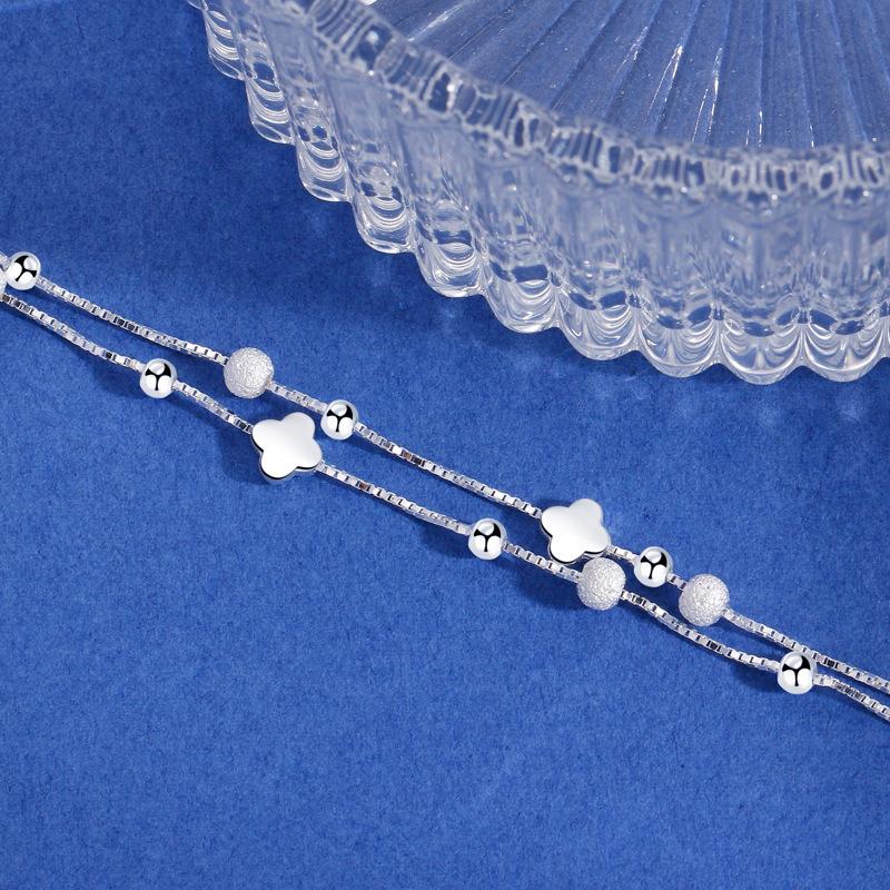 Four-leaf Clover Double-layer Bracelet Women's Fashion Simple Personality Versatile High-end Design Hand Jewelry