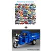1:15 Scale Tricycle Cars Toys Models Alloy Diecast Rubber Tires Model Tricycles Tailgate Opened Vehicles for Adult Home Decor
