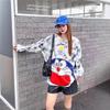 Trendy Korean Doraemon Rhinestone Knit Tie-dye Sweater for Women - 2024 Autumn/Winter Collection