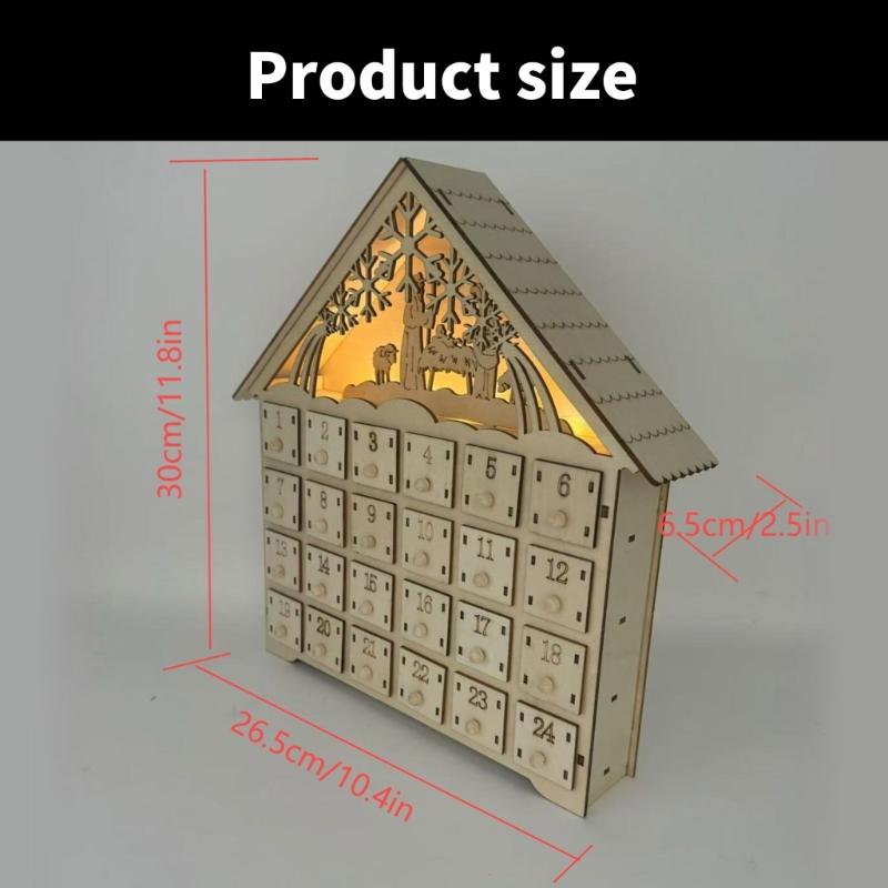 24 Drawer Wood Advents Calendar Stylish Wood Carved Christmas Tree Reindeer House 24 Drawer Countdowns Calendar
