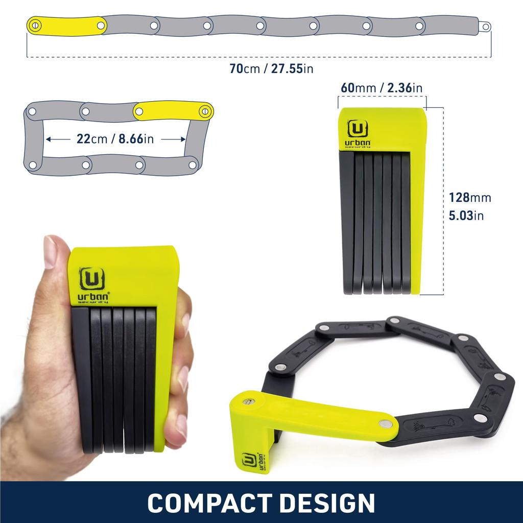 Urban UR469Y Blade Folding Bicycle Lock with Bracket for Easy Steel with Coating Lock, Installation, Anti-Cut Scratch-Resistant