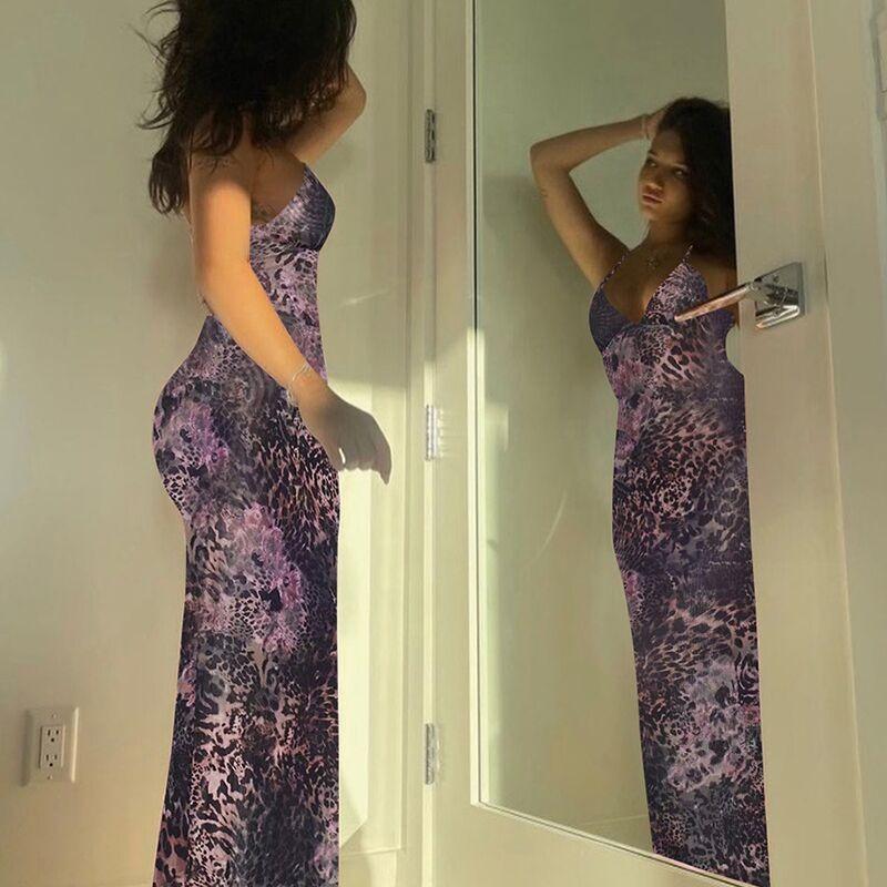 Elegantné Butterfly Women Maxi Šaty Úzke šaty s potlačou Šaty na chrbte Popruhy V Neck Ohlávka Bodycon Hot Girls Club Párty Vestidos Párty šaty Y2k Šaty Župan