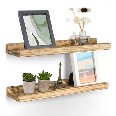 Wood Floating Shelves with Ledge Set of 2 Rustic Wall Mounted Wooden Shelves for Storage Bedroom Living Room Bathroom Kitchen