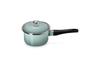 LE CREUSET EOS Enamel Sea with Stainless Steel Gas and Induction Compatible Japanese Saucepan, 14cm, Salt, Handle, [Official Product]