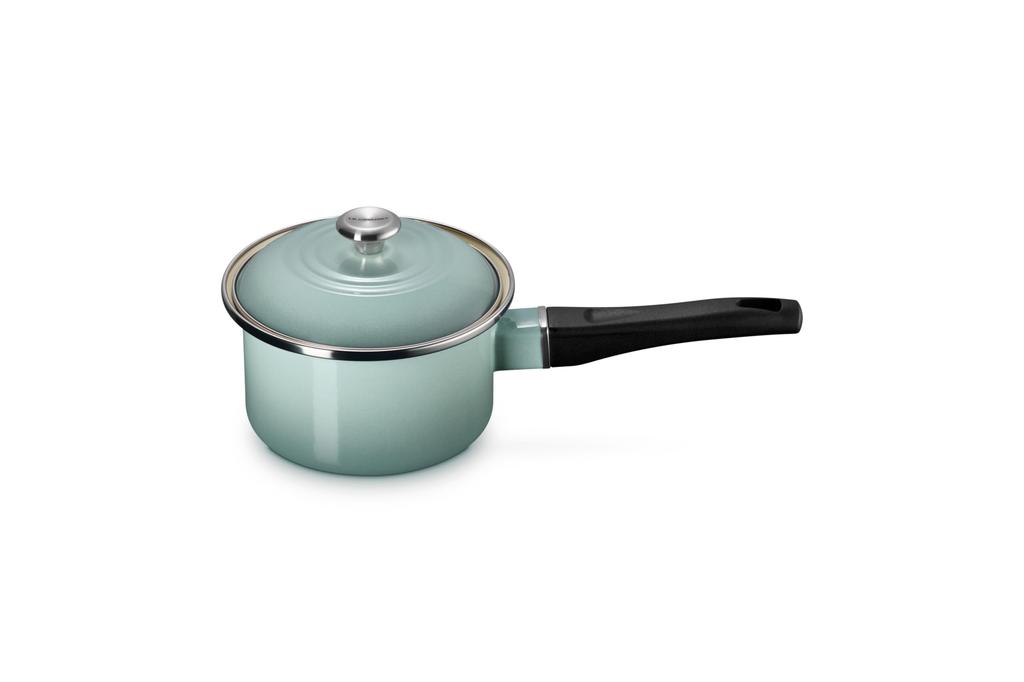 LE CREUSET EOS Enamel Sea with Stainless Steel Gas and Induction Compatible Japanese Saucepan, 14cm, Salt, Handle, [Official Product]