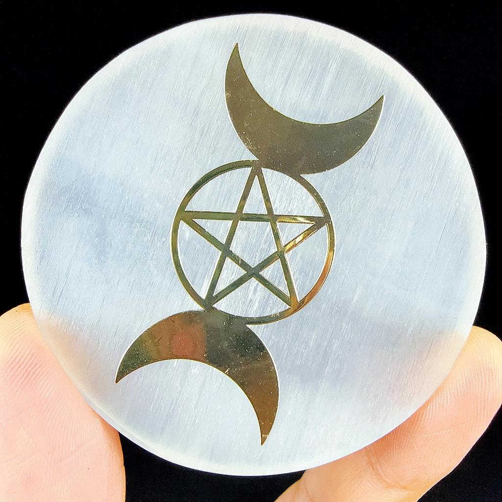 6cm Natural Crystal Selenite Slice Slab White Gypsum, Natural Selenite Stone Crystal Disc, Selenite Charging Plate decoration