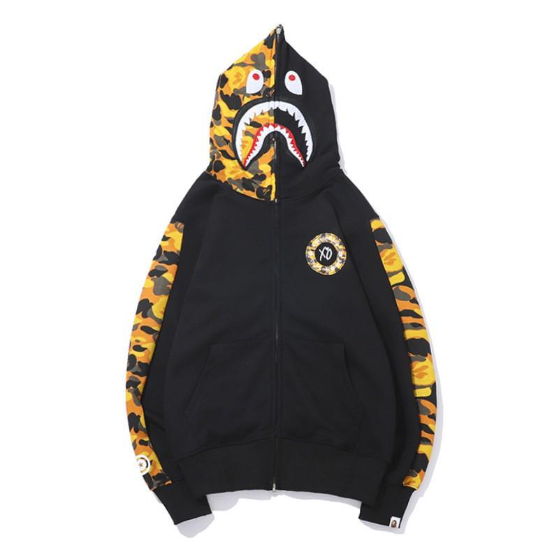 Shark 3D Print Zip Up Hoodie Camo Streetwear Teens