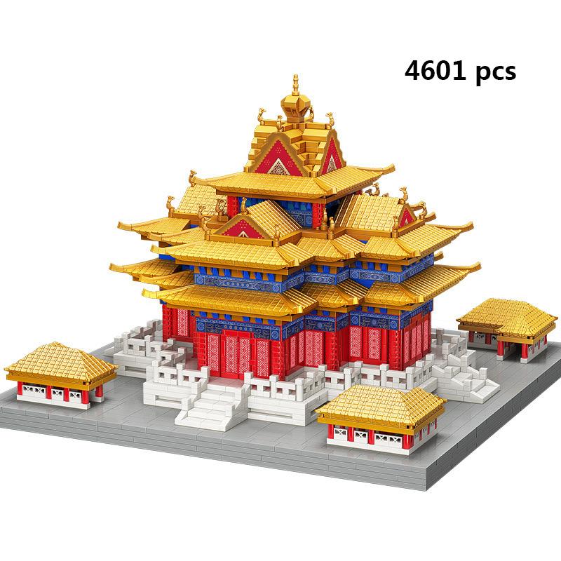 City Architecture Pink Castle Tree House Building Blocks Mini Brick Taj Mahal Great Wall Creative Model Construction Toys