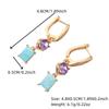 1 Pair Fashion Colored Square Dangle Earrings for Women Cubic Zirconia Earring Jewelry Wedding Party Accessories