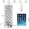 Modern Crystal Table Lamp, 3 Way Dimmable Touch Control Desk Lamp Wireless Charging, Dual USB Nightstand Lamps, Modern Bedside LED Lamp for Bedroom,