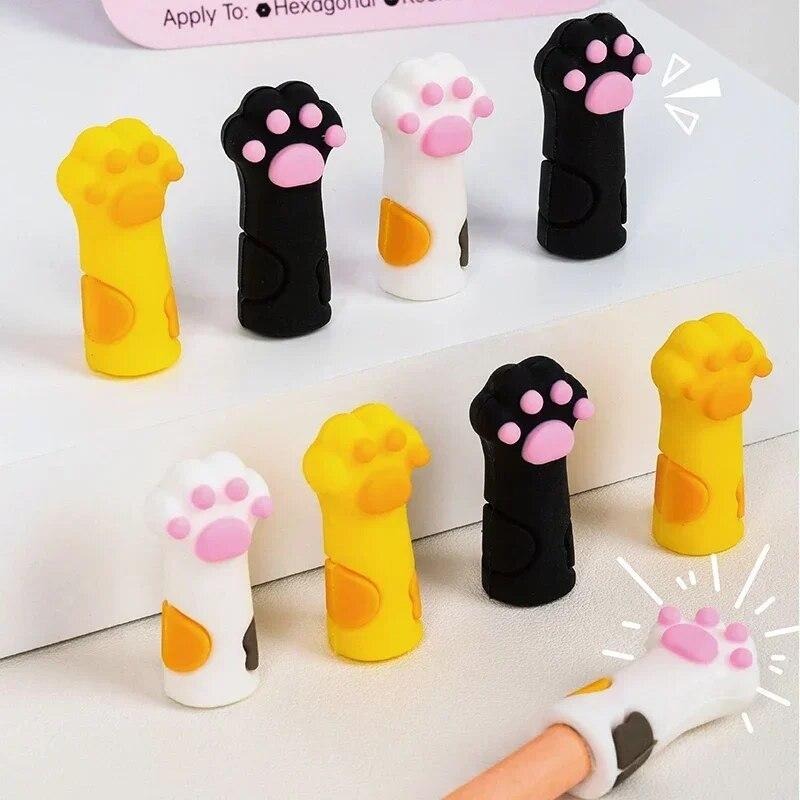 Cat Paw Pencil Cap Silicone Touch Pen Cover Kawaii Pencil Extender Korean Stationery Kids Gifts School Office Supplies