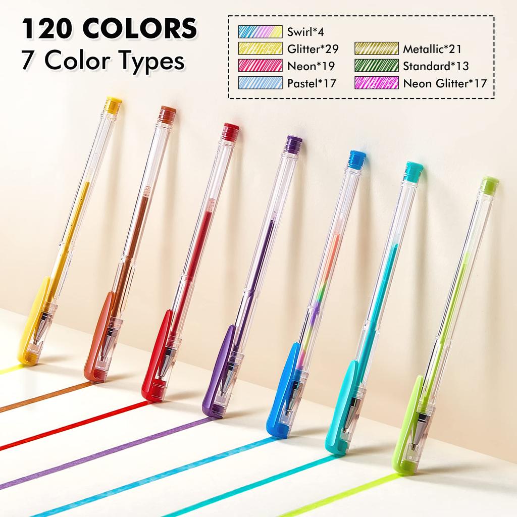 Shuttle Art Gel Ballpoint for Adult School Entrance Christmas Clear Case Included Pens, 120-Color Set, Water-Based, Light-Resistant, Water-Resistant,