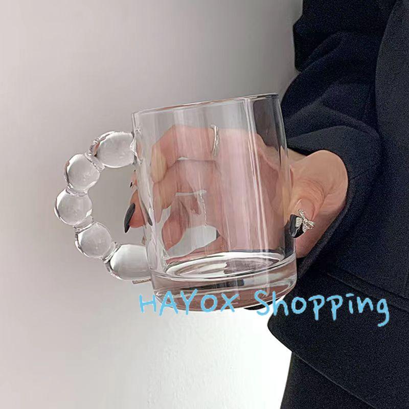 Creative Heat-Resistant Clear Glass Cup European Style Handle Mug for Coffee Latte Milk Cocktail Elegant Gift for Friends
