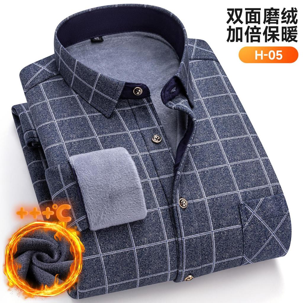 New Plus Size 8XL 7XL 6XL Men's Shirt Autumn Winter Fleece Thickened Warm Long Sleeve Plaid Business Casual Slim-fit Man Clothes