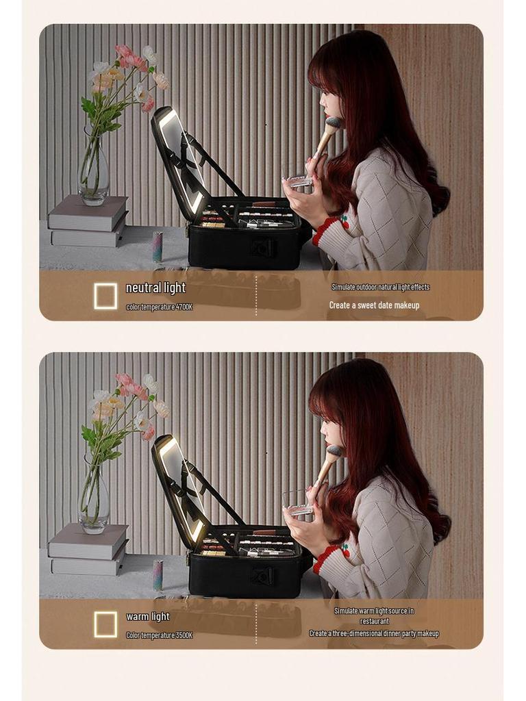 Portable LED Cosmetic Bag: Multifunctional, Large Capacity, Professional Makeup Organizer 2024.
