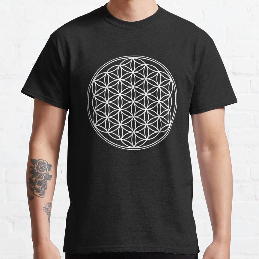 Aum Mandala Sacred Geometry T-Shirt for Men Spiritual Magic Zen Symbol 100% Cotton Printed T Shirt for Man Plus Size Clothing
