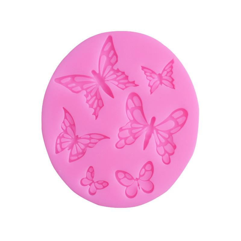 1pcs Pink Butterfly Fondant Cake Silicone Mold Biscuits Pastry Mould Ice Cube Chocolate Candy Molds Cake Decoration Baking Tools