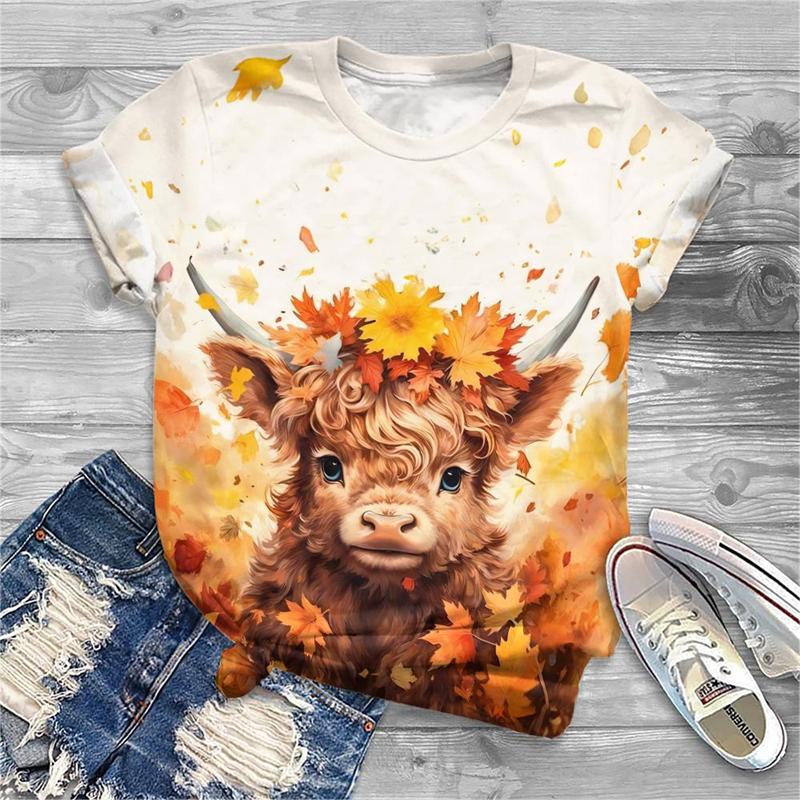 Fashion Animal Cow 3d Print T-shirt Women Fashion Short Sleeve Tshirt Girls Kawaii T Shirt Clothes Female 2000s Y2k Tops